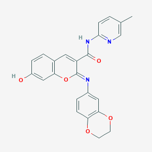 molecular formula C24H19N3O5 B2517330 (2Z)-2-(2,3-dihydro-1,4-benzodioxin-6-ylimino)-7-hydroxy-N-(5-methylpyridin-2-yl)-2H-chromene-3-carboxamide CAS No. 1327181-81-6