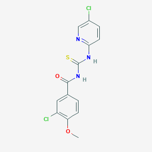 molecular formula C14H11Cl2N3O2S B251735 3-chloro-N-[(5-chloropyridin-2-yl)carbamothioyl]-4-methoxybenzamide 