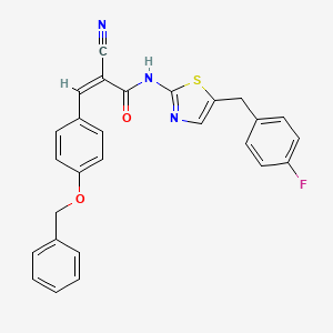 molecular formula C27H20FN3O2S B2517356 (Z)-3-(4-(benzyloxy)phenyl)-2-cyano-N-(5-(4-fluorobenzyl)thiazol-2-yl)acrylamide CAS No. 327077-40-7