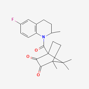 molecular formula C21H24FNO3 B2517357 (1R,4S)-1-(6-fluoro-2-methyl-1,2,3,4-tetrahydroquinoline-1-carbonyl)-4,7,7-trimethylbicyclo[2.2.1]heptane-2,3-dione CAS No. 1005272-18-3