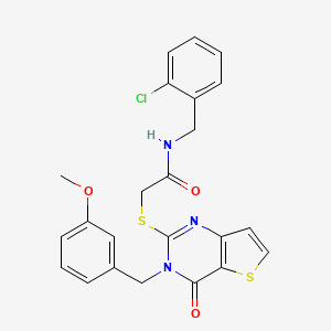 molecular formula C23H20ClN3O3S2 B2517359 N-(2-chlorobenzyl)-2-{[3-(3-methoxybenzyl)-4-oxo-3,4-dihydrothieno[3,2-d]pyrimidin-2-yl]sulfanyl}acetamide CAS No. 1252922-76-1