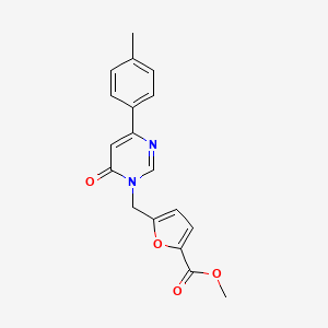 molecular formula C18H16N2O4 B2517360 methyl 5-((6-oxo-4-(p-tolyl)pyrimidin-1(6H)-yl)methyl)furan-2-carboxylate CAS No. 1211733-66-2