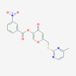 molecular formula C18H13N3O6S B2517364 [6-[(4-Methylpyrimidin-2-yl)sulfanylmethyl]-4-oxopyran-3-yl] 3-nitrobenzoate CAS No. 877636-40-3