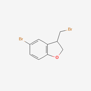 molecular formula C9H8Br2O B2517365 5-Bromo-3-(bromomethyl)-2,3-dihydro-1-benzofuran CAS No. 2155855-22-2