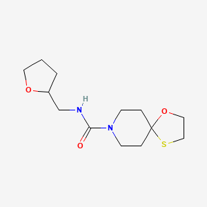 molecular formula C13H22N2O3S B2517366 N-((tetrahydrofuran-2-yl)methyl)-1-oxa-4-thia-8-azaspiro[4.5]decane-8-carboxamide CAS No. 2034342-00-0