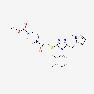 molecular formula C25H32N6O3S B2517369 ethyl 4-(2-((4-(2,3-dimethylphenyl)-5-((1-methyl-1H-pyrrol-2-yl)methyl)-4H-1,2,4-triazol-3-yl)thio)acetyl)piperazine-1-carboxylate CAS No. 896677-63-7