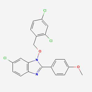 molecular formula C21H15Cl3N2O2 B2517375 6-クロロ-1-[(2,4-ジクロロベンジル)オキシ]-2-(4-メトキシフェニル)-1H-1,3-ベンゾイミダゾール CAS No. 329235-03-2