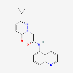 molecular formula C18H16N4O2 B2517380 2-(3-cyclopropyl-6-oxopyridazin-1(6H)-yl)-N-(quinolin-5-yl)acetamide CAS No. 2034536-24-6