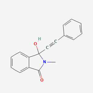 molecular formula C17H13NO2 B2517383 3-Hydroxy-2-methyl-3-(2-phenylethynyl)-1-isoindolinone CAS No. 143647-54-5