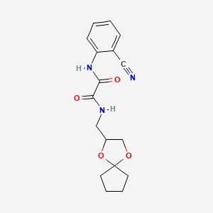 molecular formula C17H19N3O4 B2517384 N1-(1,4-dioxaspiro[4.4]nonan-2-ylmethyl)-N2-(2-cyanophenyl)oxalamide CAS No. 899982-34-4