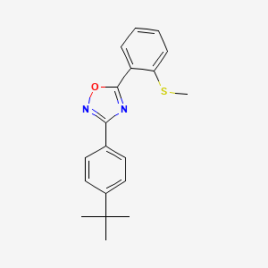 molecular formula C19H20N2OS B2517385 3-[4-(Tert-butyl)phenyl]-5-[2-(methylsulfanyl)phenyl]-1,2,4-oxadiazole CAS No. 339099-71-7