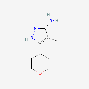 molecular formula C9H15N3O B2517387 4-methyl-3-(oxan-4-yl)-1H-pyrazol-5-amine CAS No. 1350477-86-9