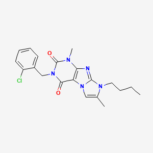 molecular formula C20H22ClN5O2 B2517388 8-丁基-3-(2-氯苄基)-1,7-二甲基-1H-咪唑并[2,1-f]嘌呤-2,4(3H,8H)-二酮 CAS No. 887463-93-6