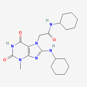 B2517392 N-cyclohexyl-2-[8-(cyclohexylamino)-3-methyl-2,6-dioxopurin-7-yl]acetamide CAS No. 115398-44-2