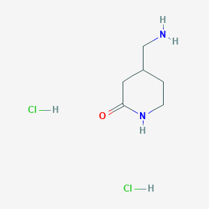 molecular formula C6H14Cl2N2O B2517393 4-(氨基甲基)哌啶-2-酮；二盐酸盐 CAS No. 2287313-30-6