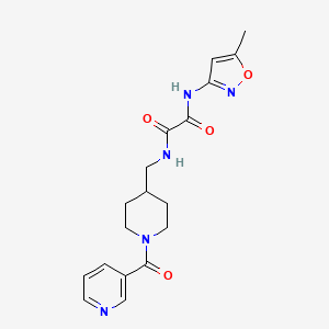 molecular formula C18H21N5O4 B2517395 N1-(5-methylisoxazol-3-yl)-N2-((1-nicotinoylpiperidin-4-yl)methyl)oxalamide CAS No. 1396712-66-5