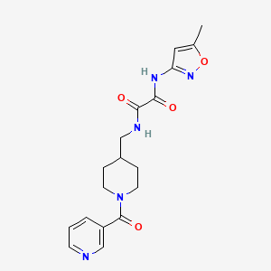 molecular formula C18H21N5O4 B2517395 N1-(5-甲基异噁唑-3-基)-N2-((1-烟酰基哌啶-4-基)甲基)草酰胺 CAS No. 1396712-66-5