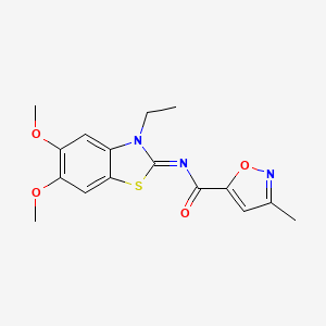 molecular formula C16H17N3O4S B2517396 (E)-N-(3-ethyl-5,6-dimethoxybenzo[d]thiazol-2(3H)-ylidene)-3-methylisoxazole-5-carboxamide CAS No. 953260-32-7
