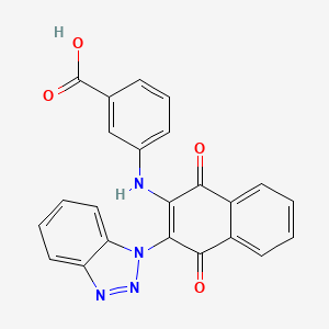 molecular formula C23H14N4O4 B2517414 3-[[3-(Benzotriazol-1-yl)-1,4-dioxonaphthalen-2-yl]amino]benzoic acid CAS No. 384794-24-5