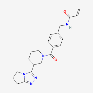 molecular formula C21H25N5O2 B2517419 N-[[4-[3-(6,7-Dihydro-5H-pyrrolo[2,1-c][1,2,4]triazol-3-yl)piperidine-1-carbonyl]phenyl]methyl]prop-2-enamide CAS No. 2201431-81-2