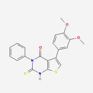 molecular formula C20H16N2O3S2 B2517420 5-(3,4-dimethoxyphenyl)-2-mercapto-3-phenylthieno[2,3-d]pyrimidin-4(3H)-one CAS No. 353253-37-9