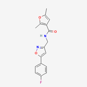 molecular formula C17H15FN2O3 B2517421 N-((5-(4-氟苯基)异恶唑-3-基)甲基)-2,5-二甲基呋喃-3-甲酰胺 CAS No. 1210931-24-0