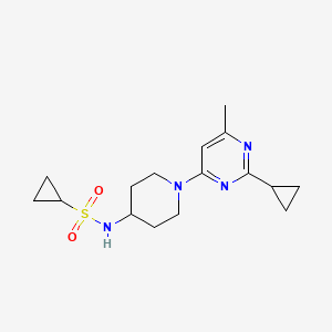 molecular formula C16H24N4O2S B2517435 N-[1-(2-Cyclopropyl-6-methylpyrimidin-4-yl)piperidin-4-yl]cyclopropanesulfonamide CAS No. 2415552-37-1