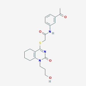 molecular formula C21H25N3O4S B2517453 N-(3-acetylphenyl)-2-((1-(3-hydroxypropyl)-2-oxo-1,2,5,6,7,8-hexahydroquinazolin-4-yl)thio)acetamide CAS No. 920211-07-0