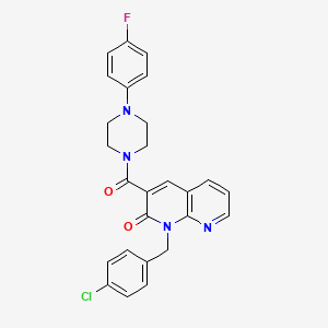 molecular formula C26H22ClFN4O2 B2517463 1-(4-chlorobenzyl)-3-(4-(4-fluorophenyl)piperazine-1-carbonyl)-1,8-naphthyridin-2(1H)-one CAS No. 1005307-43-6