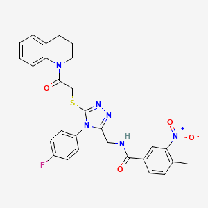 molecular formula C28H25FN6O4S B2517465 N-((5-((2-(3,4-dihydroquinolin-1(2H)-yl)-2-oxoethyl)thio)-4-(4-fluorophenyl)-4H-1,2,4-triazol-3-yl)methyl)-4-methyl-3-nitrobenzamide CAS No. 391941-65-4
