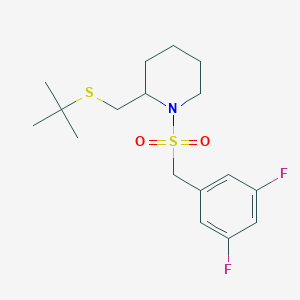 molecular formula C17H25F2NO2S2 B2517475 2-((叔丁基硫)甲基)-1-((3,5-二氟苄基)磺酰基)哌啶 CAS No. 2319898-01-4