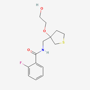 2-fluoro-N-((3-(2-hydroxyethoxy)tetrahydrothiophen-3-yl)methyl)benzamide