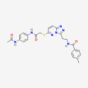 molecular formula C25H25N7O3S B2517486 N-(2-(6-((2-((4-acetamidophenyl)amino)-2-oxoethyl)thio)-[1,2,4]triazolo[4,3-b]pyridazin-3-yl)ethyl)-4-methylbenzamide CAS No. 872995-07-8