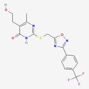 5-(2-Hydroxyethyl)-6-methyl-2-[({3-[4-(trifluoromethyl)phenyl]-1,2,4-oxadiazol-5-yl}methyl)sulfanyl]-4-pyrimidinol