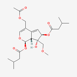 molecular formula C23H34O9 B2517489 [(1R,6R,7S,7Ar)-4-(acetyloxymethyl)-7-hydroxy-7-(methoxymethyl)-1-(3-methylbutanoyloxy)-6,7a-dihydro-1H-cyclopenta[c]pyran-6-yl] 3-methylbutanoate CAS No. 1427162-60-4