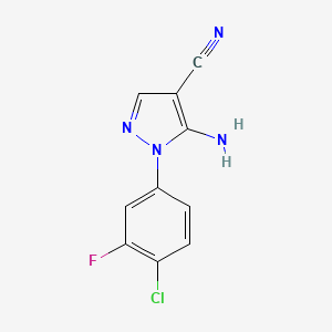 molecular formula C10H6ClFN4 B2517494 5-amino-1-(4-chloro-3-fluorophenyl)-1H-pyrazole-4-carbonitrile CAS No. 1506744-53-1