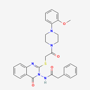 molecular formula C29H29N5O4S B2517523 N-[2-({2-[4-(2-methoxyphenyl)piperazino]-2-oxoethyl}sulfanyl)-4-oxo-3(4H)-quinazolinyl]-2-phenylacetamide CAS No. 443354-13-0