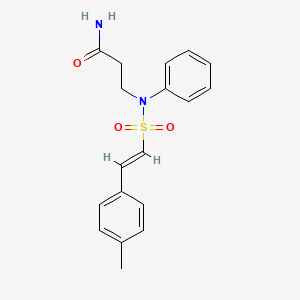 molecular formula C18H20N2O3S B2517531 3-(N-[(E)-2-(4-甲基苯基)乙烯基]磺酰基苯胺基)丙酰胺 CAS No. 1223875-82-8