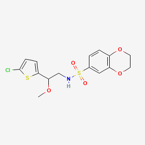 molecular formula C15H16ClNO5S2 B2517539 N-(2-(5-chlorothiophen-2-yl)-2-methoxyethyl)-2,3-dihydrobenzo[b][1,4]dioxine-6-sulfonamide CAS No. 2034405-55-3