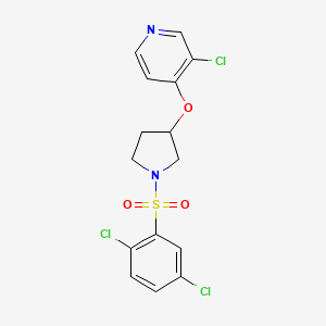 molecular formula C15H13Cl3N2O3S B2517553 3-Chloro-4-((1-((2,5-dichlorophenyl)sulfonyl)pyrrolidin-3-yl)oxy)pyridine CAS No. 2034364-72-0