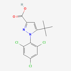 molecular formula C14H13Cl3N2O2 B2517565 5-Tert-butyl-1-(2,4,6-trichlorophenyl)-1h-pyrazole-3-carboxylic acid CAS No. 261510-86-5