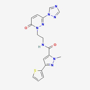 1-methyl-N-(2-(6-oxo-3-(1H-1,2,4-triazol-1-yl)pyridazin-1(6H)-yl)ethyl)-3-(thiophen-2-yl)-1H-pyrazole-5-carboxamide