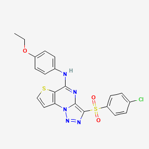 molecular formula C21H16ClN5O3S2 B2517569 3-[(4-氯苯基)磺酰基]-N-(4-乙氧基苯基)噻吩并[2,3-e][1,2,3]三唑并[1,5-a]嘧啶-5-胺 CAS No. 892738-55-5