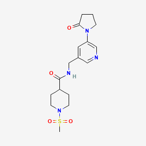 molecular formula C17H24N4O4S B2517574 1-(methylsulfonyl)-N-((5-(2-oxopyrrolidin-1-yl)pyridin-3-yl)methyl)piperidine-4-carboxamide CAS No. 2034464-60-1