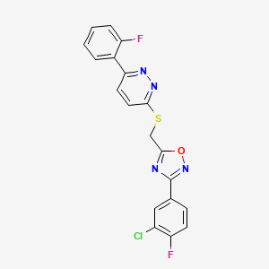 3-(3-Chloro-4-fluorophenyl)-5-(((6-(2-fluorophenyl)pyridazin-3-yl)thio)methyl)-1,2,4-oxadiazole