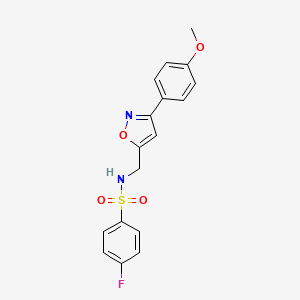molecular formula C17H15FN2O4S B2517589 4-氟-N-{[3-(4-甲氧基苯基)-5-异恶唑基]甲基}苯磺酰胺 CAS No. 343372-73-6