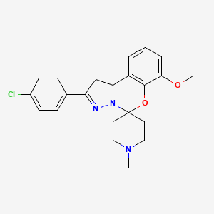 molecular formula C22H24ClN3O2 B2517590 2'-(4-Chlorophenyl)-7'-methoxy-1-methyl-1',10b'-dihydrospiro[piperidine-4,5'-pyrazolo[1,5-c][1,3]benzoxazine] CAS No. 375355-70-7