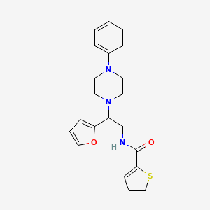 molecular formula C21H23N3O2S B2517591 N-(2-(furan-2-yl)-2-(4-phenylpiperazin-1-yl)ethyl)thiophene-2-carboxamide CAS No. 877631-69-1