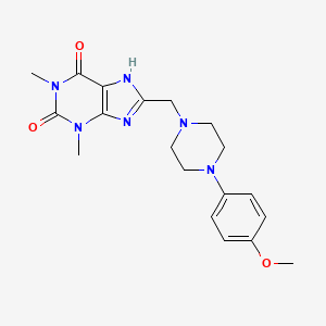 molecular formula C19H24N6O3 B2517596 8-((4-(4-methoxyphenyl)piperazin-1-yl)methyl)-1,3-dimethyl-1H-purine-2,6(3H,7H)-dione CAS No. 585556-05-4