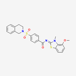 molecular formula C25H23N3O4S2 B2517603 (E)-4-((3,4-二氢异喹啉-2(1H)-基)磺酰基)-N-(4-甲氧基-3-甲基苯并[d]噻唑-2(3H)-亚甲基)苯甲酰胺 CAS No. 443330-31-2